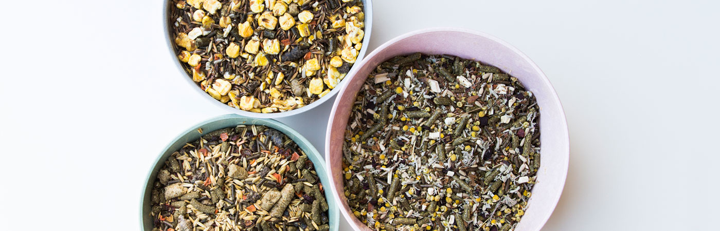 3 Futtersch&uuml;sseln von Carevallo mit 3 verschiedenen Carevallo Futtermischungen